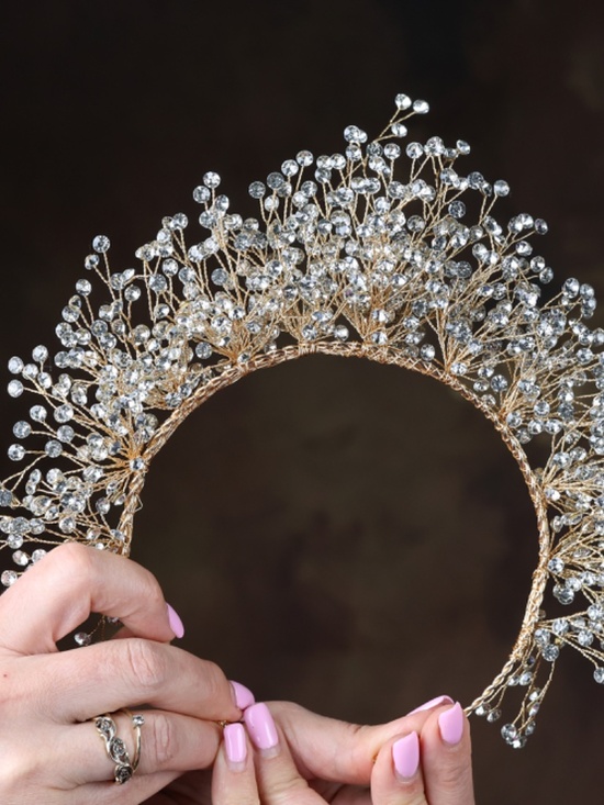 Gold Crystal Bridal Crown / Tiara main image 4